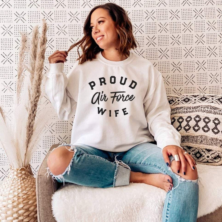 Proud AIR FORCE WIFE Long Sleeve Sweatshirt Unisex