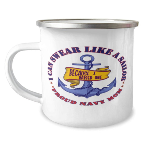 Proud Navy Enamel Mom mug