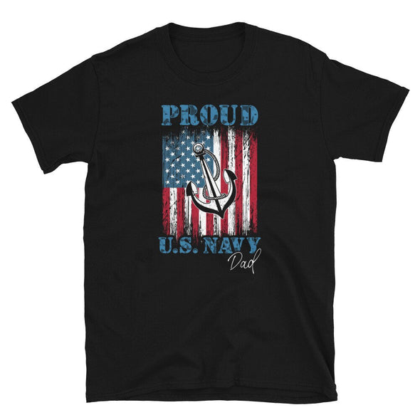 Proud US Flag Navy Dad T-Shirt
