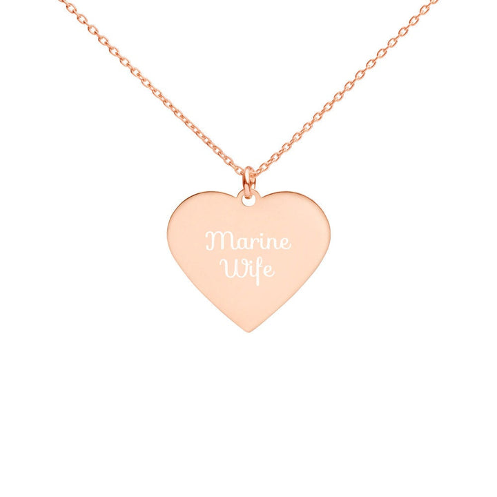 Marine Wife Engraved Heart Necklace