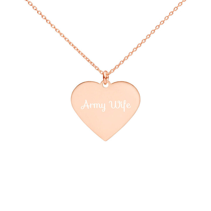 Army Wife Engraved Heart Necklace