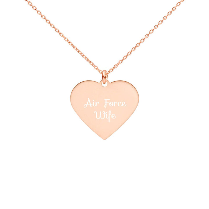 Air Force Wife Engraved Heart Necklace