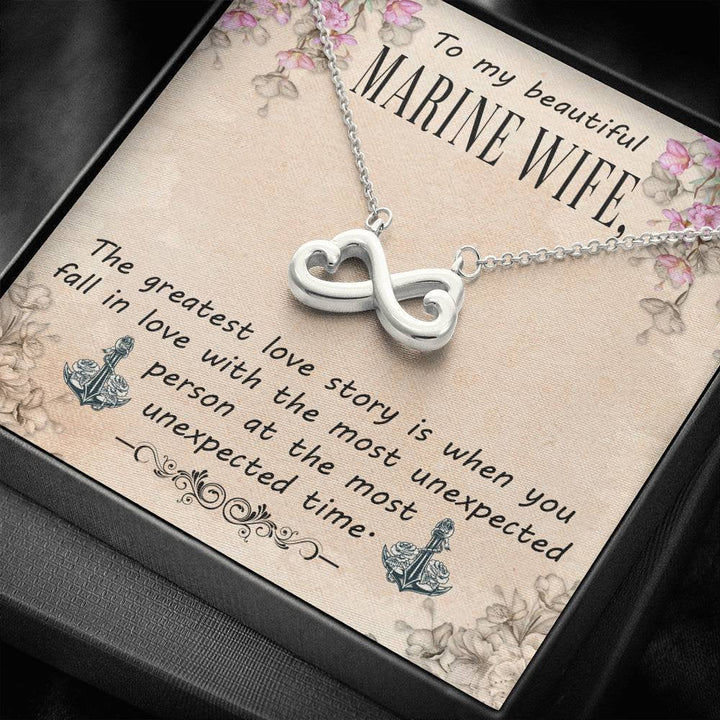 Marine wife Heart Pendant in 14k White Gold or 18k Yellow