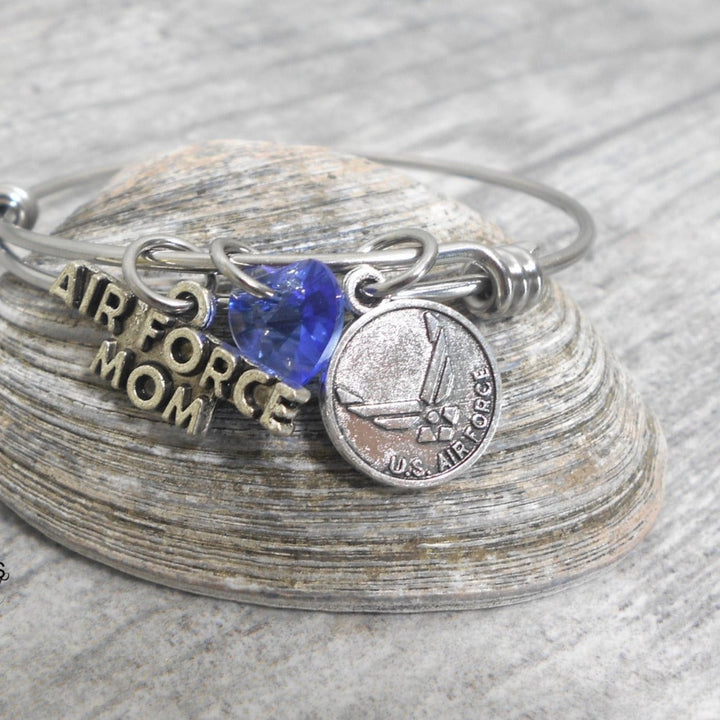 Air Force Mom Stainless Steel Bangle Bracelet