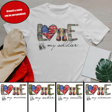 Personalized Love Symbol Military Mom Family T-shirts