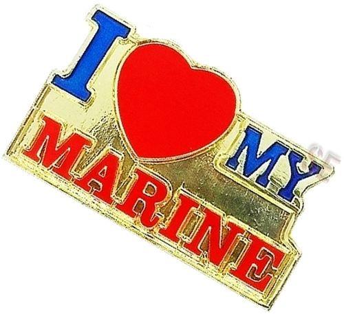 I LOVE MY MARINE Lapel Pin w Heart - MotherProud