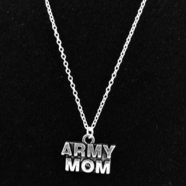16" ARMY MOM Charm Necklace Silver Plated 925 Chain - MotherProud