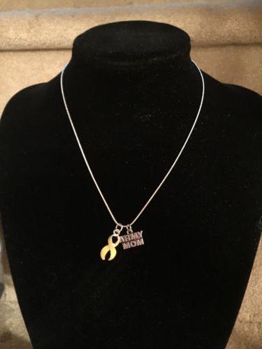 ARMY MOM Necklace Patriotic Ribbon Support Military Yellow Ribbon New - MotherProud