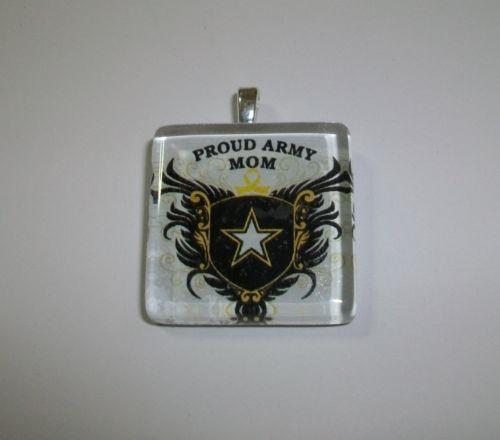 Proud Army Mom Insignia 1x1 Crystal Tile Pendant - MotherProud
