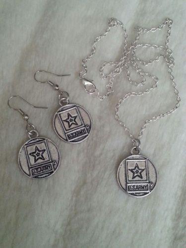 Sterling Silver Army Mom Necklace Earrings - MotherProud