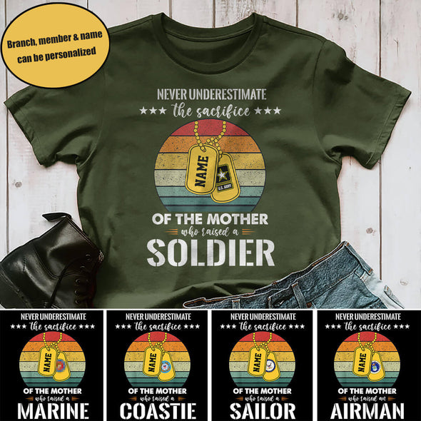 Personalized Underestimate Military Mom Family T-shirts
