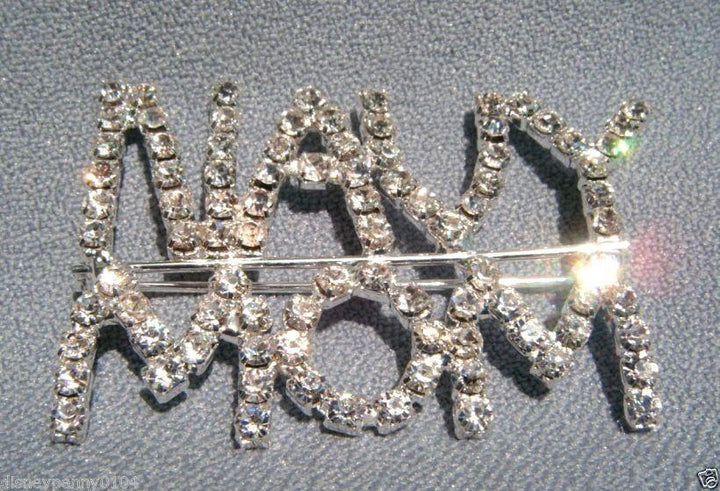 Navy Mom Rhinestone Pin - MotherProud