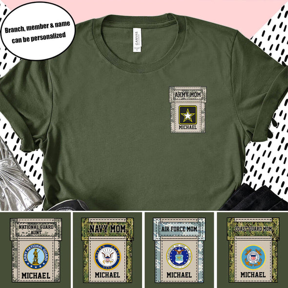 Personalized Pocket Military Mom Family T-shirts