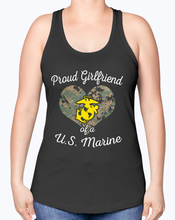 Proud Marine Girlfriend Heart T-shirts - MotherProud