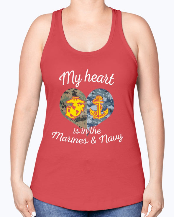 Proud US Marine Navy Mom My Heart T-shirts - MotherProud