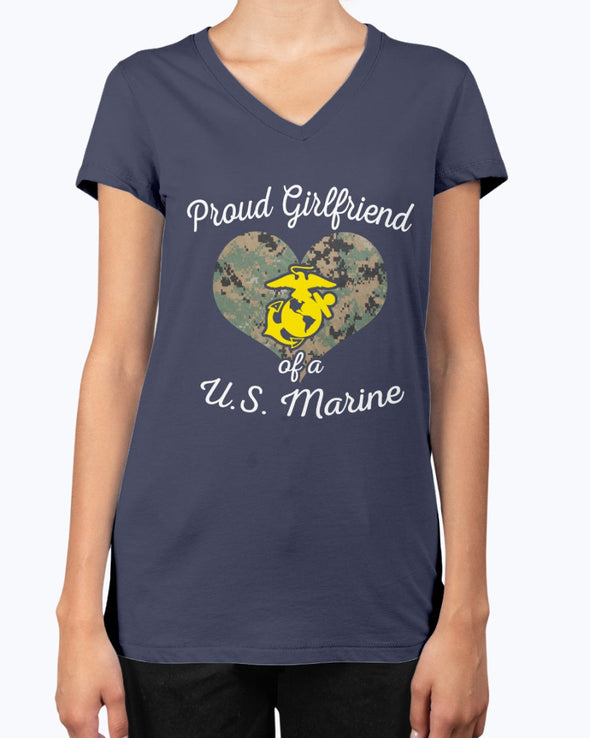 Proud Marine Girlfriend Heart T-shirts - MotherProud