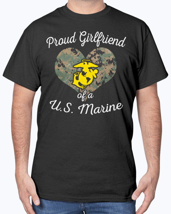 Proud Marine Girlfriend Heart T-shirts - MotherProud