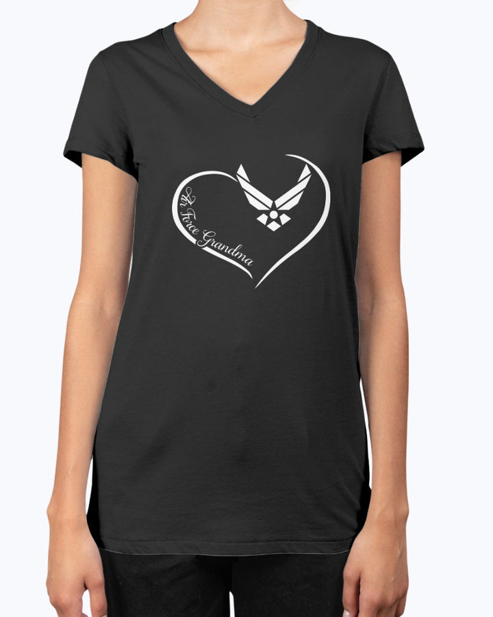 Proud Air Force Grandma Curved Heart T-shirts - MotherProud