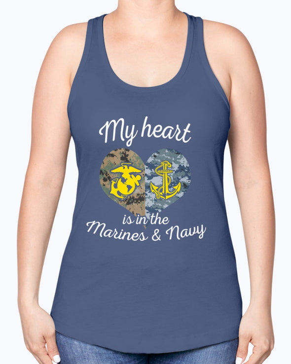 Proud US Marine Navy Mom My Heart T-shirts - MotherProud