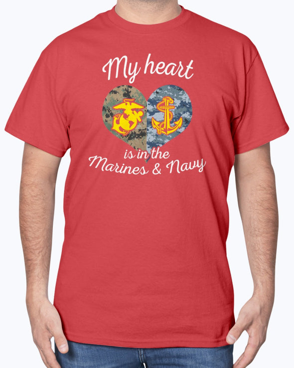 Proud US Marine Navy Mom My Heart T-shirts - MotherProud