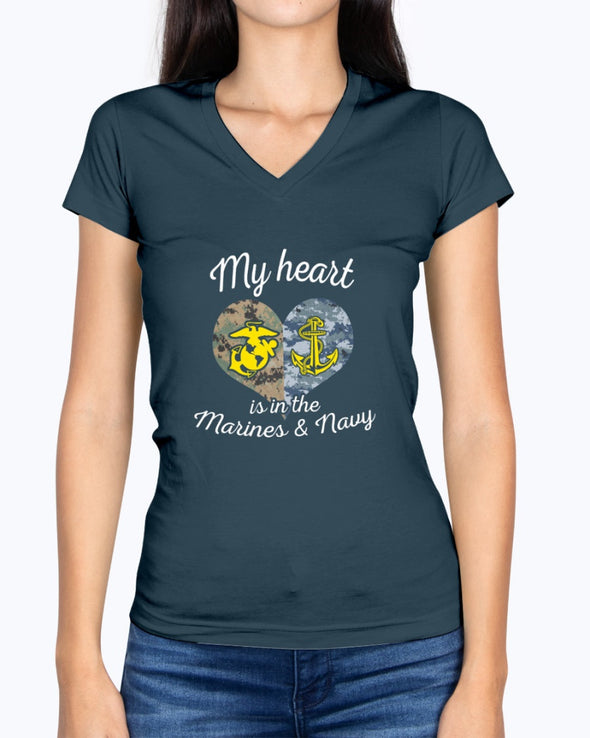 Proud US Marine Navy Mom My Heart T-shirts - MotherProud