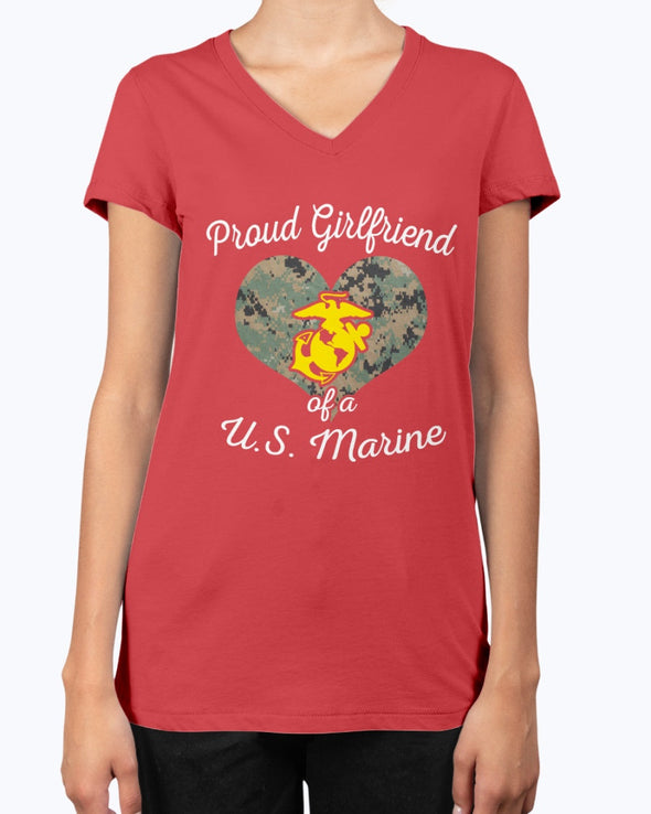 Proud Marine Girlfriend Heart T-shirts - MotherProud