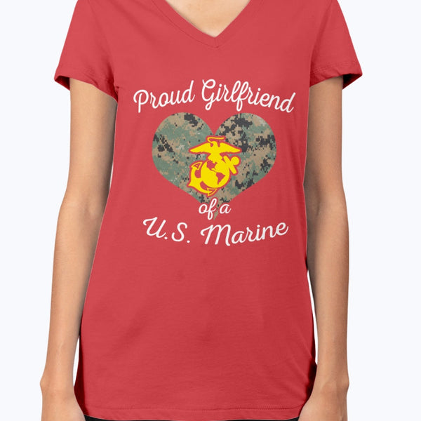Proud Marine Girlfriend Heart T-shirts - MotherProud