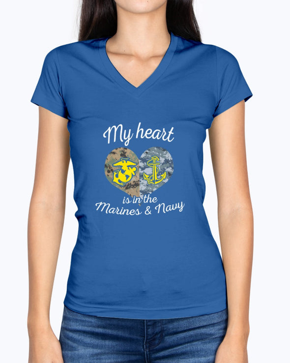 Proud US Marine Navy Mom My Heart T-shirts - MotherProud