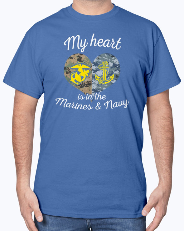 Proud US Marine Navy Mom My Heart T-shirts - MotherProud