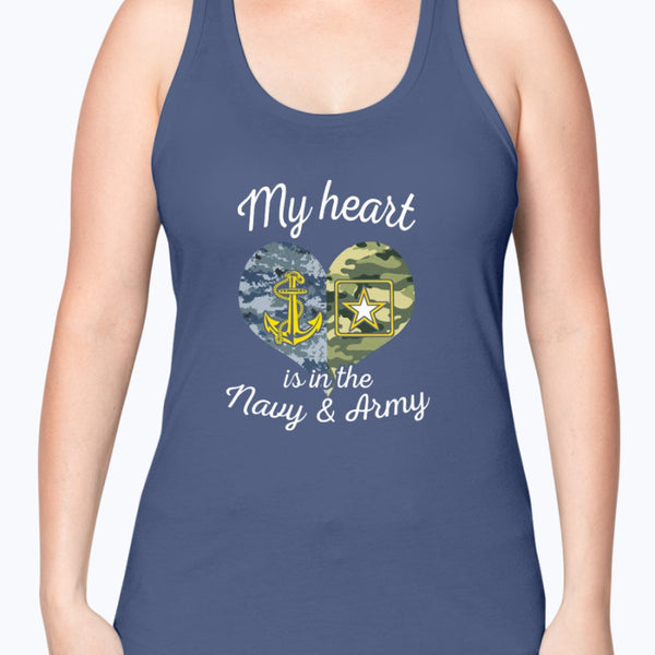 US Navy Army Mom My Heart T-shirts