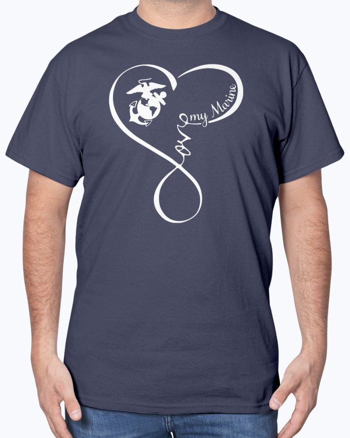 Proud Marine Mom Wife LOVE My Marine Heart Shape T-shirts - MotherProud