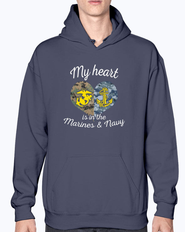 Proud US Marine Navy Mom My Heart T-shirts - MotherProud