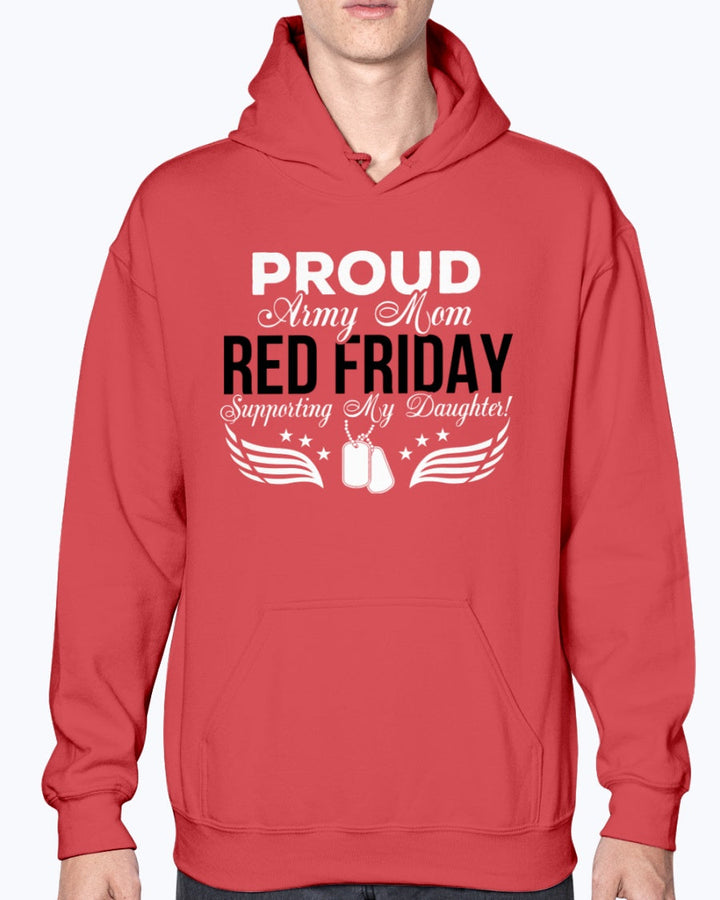 Red Friday Army Mom Support Daughter T-shirts image 5