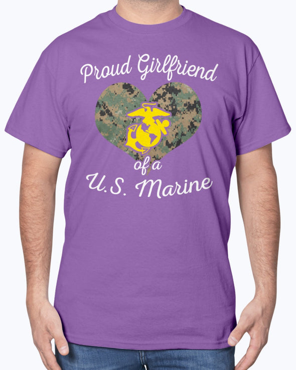 Proud Marine Girlfriend Heart T-shirts - MotherProud