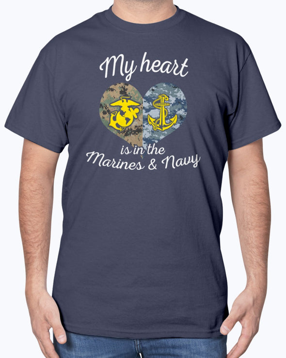 Proud US Marine Navy Mom My Heart T-shirts - MotherProud