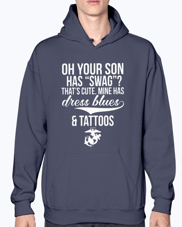 Marine Mom Dress Blues Tattoos T-shirts - MotherProud