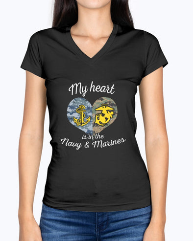 Navy Marine Mom My Heart T-shirts - MotherProud