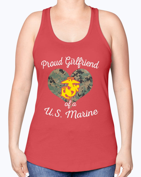 Proud Marine Girlfriend Heart T-shirts - MotherProud