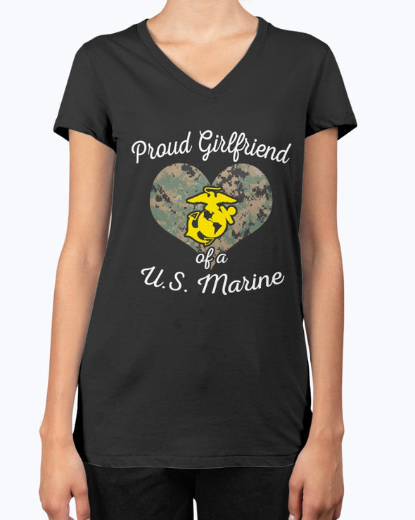 Proud Marine Girlfriend Heart T-shirts - MotherProud