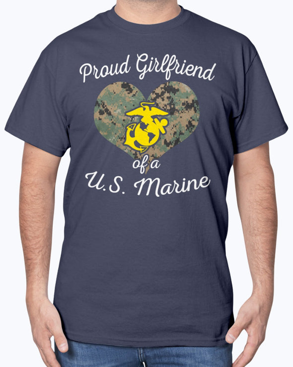 Proud Marine Girlfriend Heart T-shirts - MotherProud