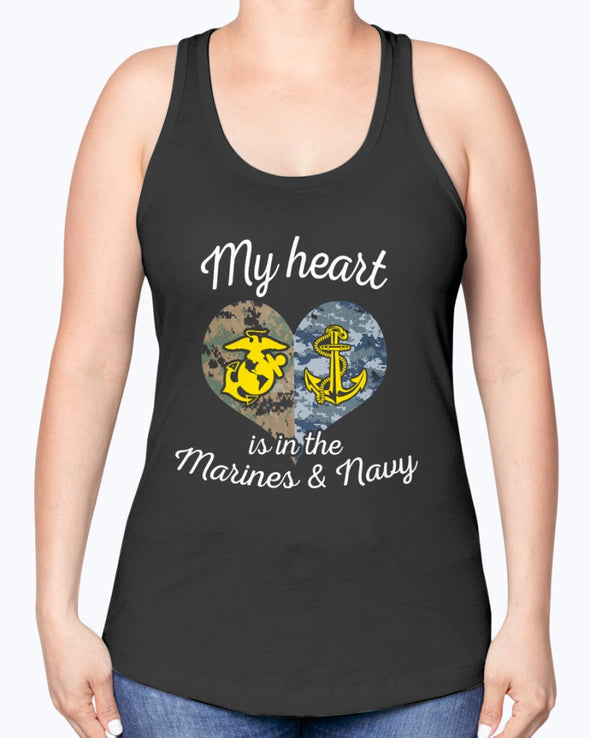 Proud US Marine Navy Mom My Heart T-shirts - MotherProud