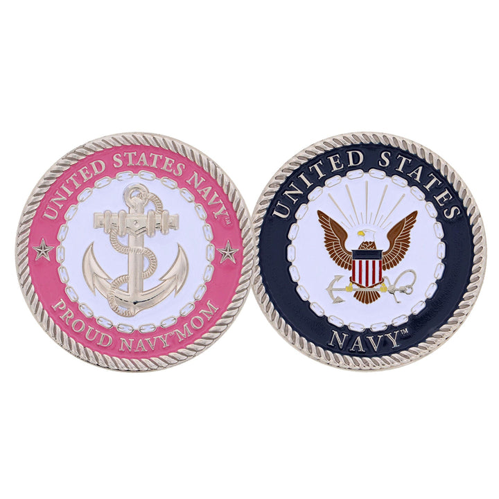 PROUD Navy Mom PINK ANCHOR CHALLENGE COIN - MotherProud