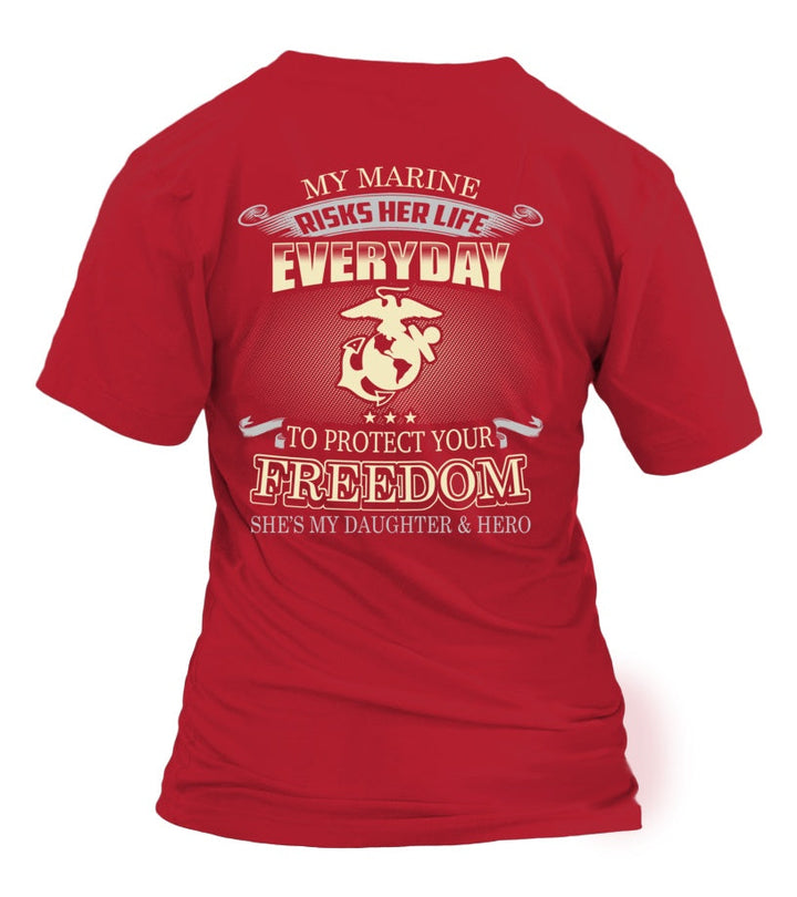 Marine Mom Daughter Protects Your Freedom T-shirts - MotherProud