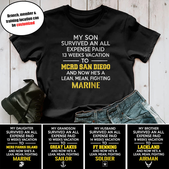 Personalized Survived Military Mom Family T-shirts