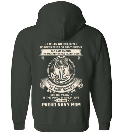 Navy Mom The Silent Rank Zip Up Hoodie MotherProud