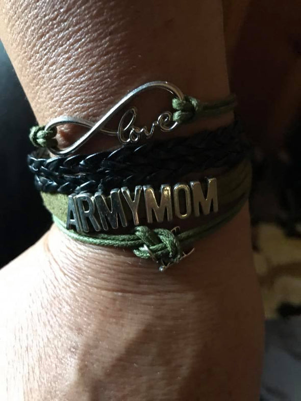 Infinity Army Mom Bracelet with USA Flag - MotherProud
