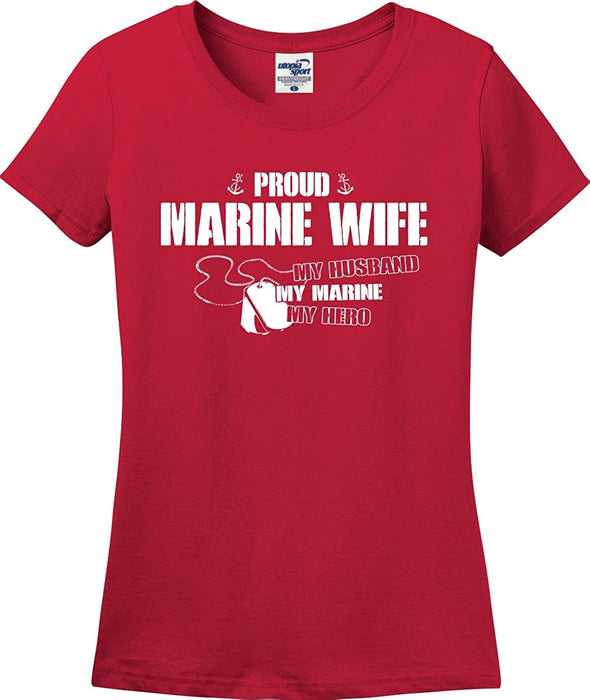 Proud Marine Wife Husband Hero T-shirts