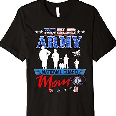 Mom Proud Army National Guard US Flag T-Shirt