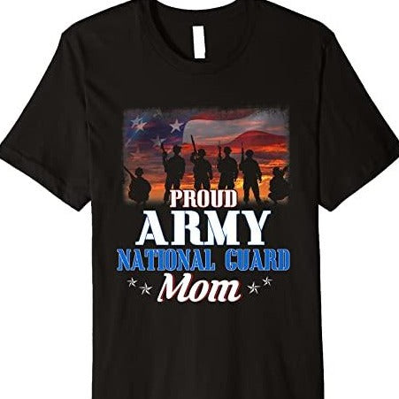 Proud Army National Guard Mom US Flag T-Shirt