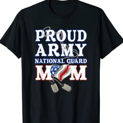 Proud Army National Guard Mom USA Heart T-Shirt